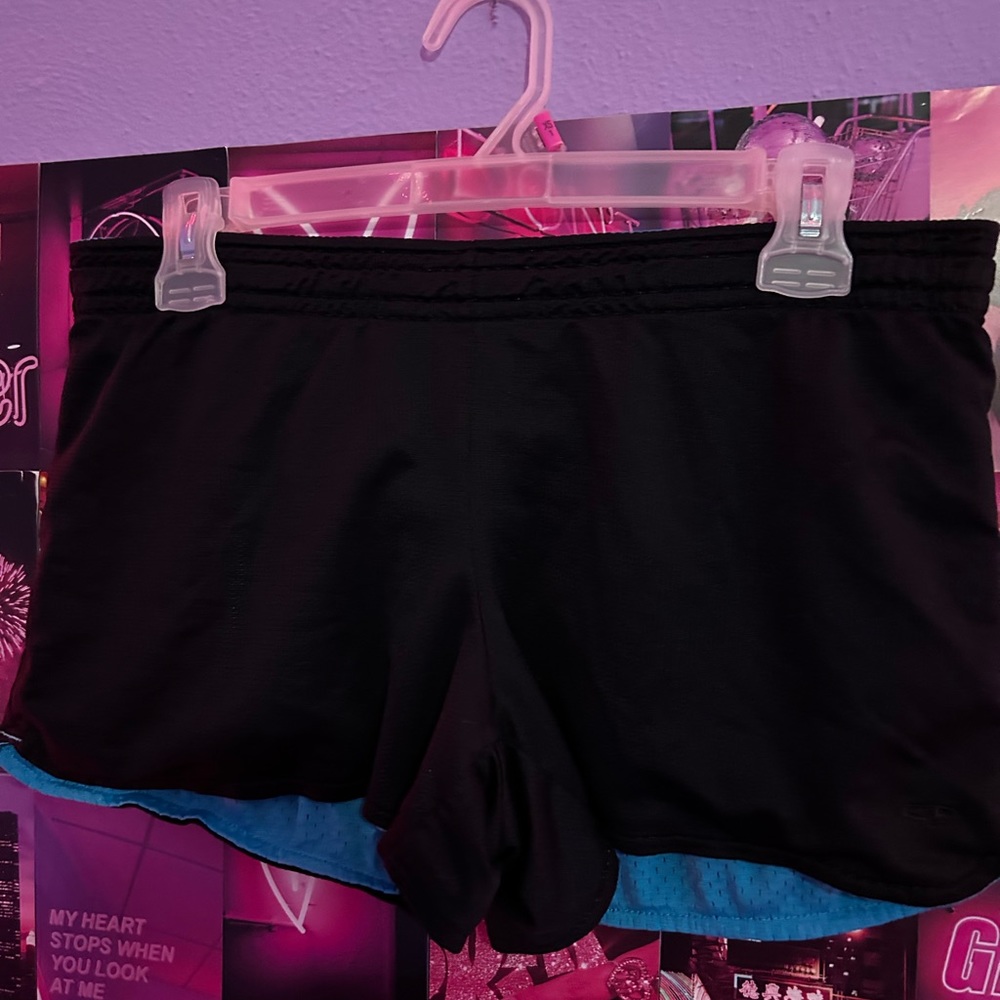 black and blue reversible shorts